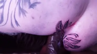 BBW Wife Gets Her Tattooed Ass Eaten and Creampied in Bedroom