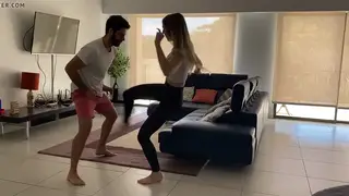 Playful Girlfriend Teases Boyfriend With Ballbusting