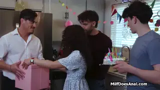 Latina MILF Takes Two Cocks in Anal Gangbang