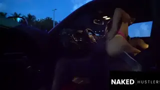 Curvy Latina Student Deepthroats Driver in Parking Lot