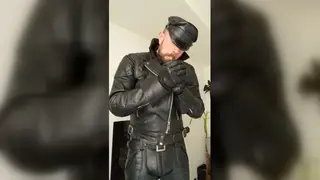 Ebony and European Men Explore Leather Bondage