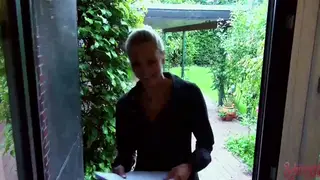 Blonde European Teen Takes a Messy Facial After Blowjob