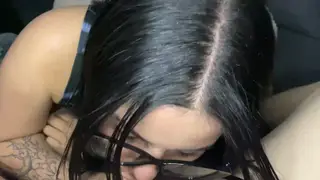 Petite Latina Roommate Drains Cock with Sloppy Blowjob