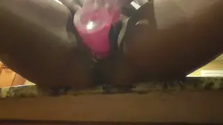 Ebony Solo Fingers to Squirting Climax in Kitchen