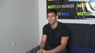 Muscular Hunk Strokes Thick Cock at First Casting