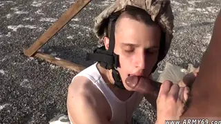 Military Teens Share a Blowjob Threesome Outdoors