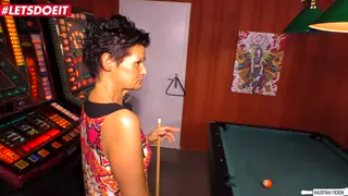 Tattooed German Wife Cheats on a Pool Table