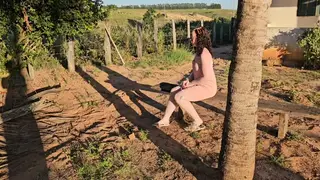 Blonde Latina Rides Her Neighbour Outdoors