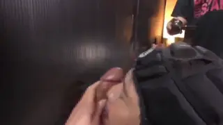 Japanese Gloryhole Floods Strangers With Cum