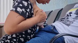 Blonde Latina Swallows Stranger Outdoors Near Hospital
