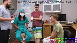 Tattooed Brunette Services an Older Doctor in a Clinical Setting