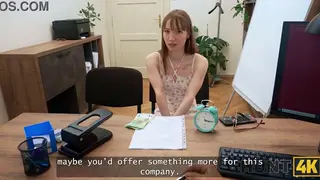 European Wife Cheats During Casting While Husband Watches Nearby