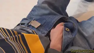 Slim European Twink Pumps Uncut Cock Until Navel Floods