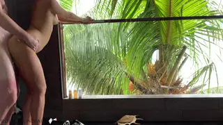 Holiday Fling Ends With Outdoor Shower Cumshot