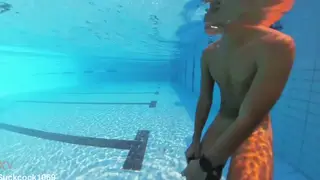 Asian Twink Strokes Uncut Cock Poolside Until Explosion