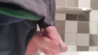 Muscular Hunks Share Cum and Piss in Public Bathroom