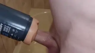 Solo Stroker Milks a Thick Cock Until It Explodes