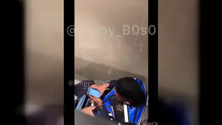 Muscular Asian Guard Strokes Big Cock Outdoors in Uniform