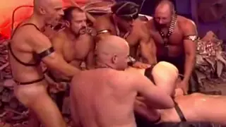 Muscular Hunks Collide in Vintage Gym Orgy