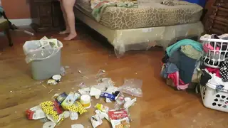 Redhead BBW Bends Over While Cleaning the Floor