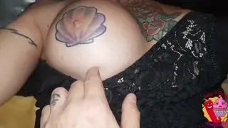 Tattooed MILF in Lingerie Squirts Hard During Pussy Masturbation