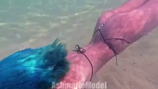 Latina Beauty Glides Naked Through Pool and Beach