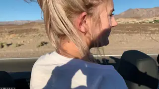 Blonde Babe Gives Road Head in Speeding Convertible