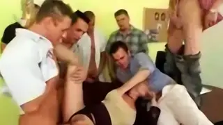 Office Employee Takes On a Gangbang With Pissing Twist