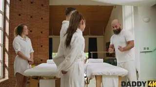 Tattooed Brunette Enjoys Anal Massage with Older Lover