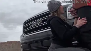 Wife Gives Blowjob in Public Restroom Then Hotel