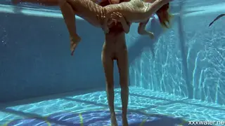European Teen Couple Swims Nude in Outdoor Pool