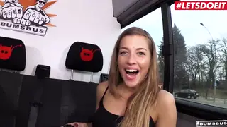 Blonde and Brunette Stepsisters Share a Cock Outdoors in Public