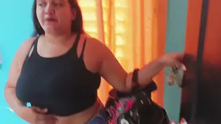 Busty Latina Takes Delivery Stranger Deep for Creampie Finish