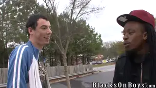 Twink Explores Interracial Passion With Black Stud