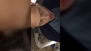 Guy Gagging on a Thick Cock in Close-Up