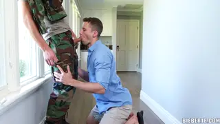 Military Neighbour Welcomes Soldier Home with Uniform Sex