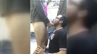 Mature Guy Swallows Load During Outdoor Public Blowjob