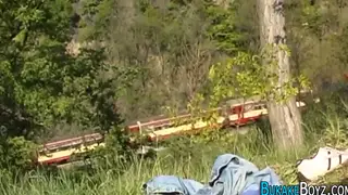 Twink Takes Multiple Facials in Outdoor Gangbang