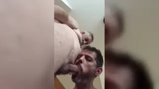 Hairy Bear Blows Stepdad in Quick Home Clip