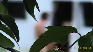 Asian MILF Takes a Mouthful Outdoors