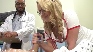 Blonde Nurse And Doctor Share Bisexual Threesome