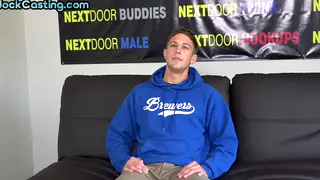 Hairy Muscular Stud Jerks Off at First Casting