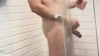 Latino Shows Off Massive Uncut Cock in Gym Shower
