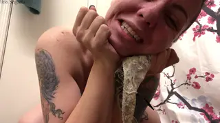 Mature MILF Stuffs Panties Deep Before Cumshot Finale