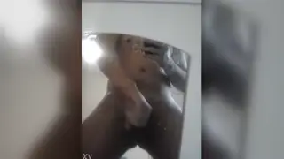 Guy Strokes to Climax While Watching Reflection
