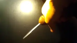 Solo Guy Strokes His Big Cock to a Cumshot in Close-Up