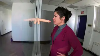 Curvy Wife Deepthroats a Dildo While Her Husband Watches