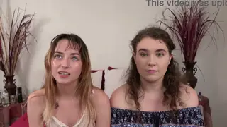 Blonde and Brunette Share Casting Session on Their Knees