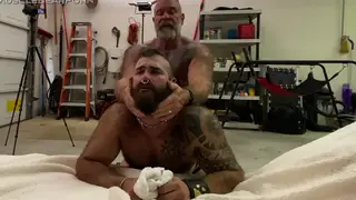 Hairy Bear Dominates Tattooed Bottom With Raw Breeding