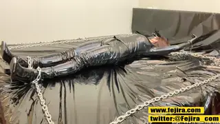Japanese Femdom in PVC Bondage Plays Solo with Toys